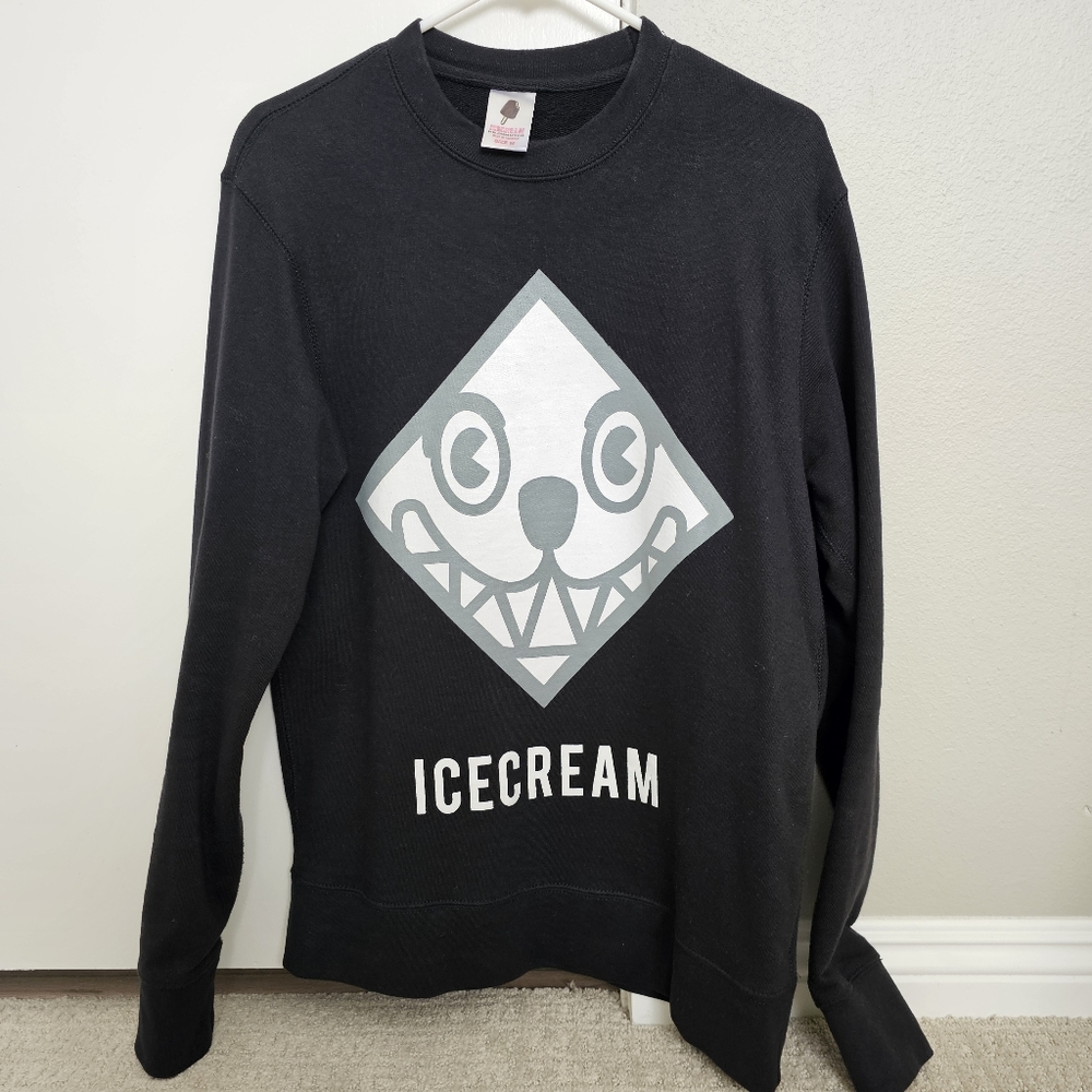 BILLIONAIRE BOYS CLUB ICE CREAM DOG FACE CREWNECK SWEATSHIRT BLACK MEDIUM